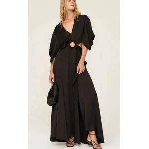 3.1 Phillip Lim Black Shift Short Sleeve Plunge Neckline Cutout Dress Size 0